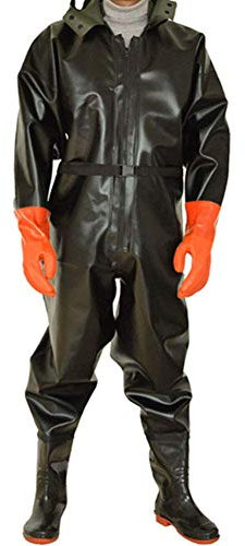 XBSXP Angelstiefel & Wathosen Ganzkörper Wathose mit Gummistiefeln,Herren wasserdichte Wathosen Jagd Angeln Wathosen,B,43