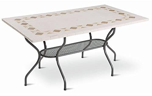 PATIO Mosaiktisch Roma 160 x 90 cm Steintisch Gartentisch Balkontisch Metall Beistelltisch Kaffeetisch Terrassentisch Esstisch rechteckig