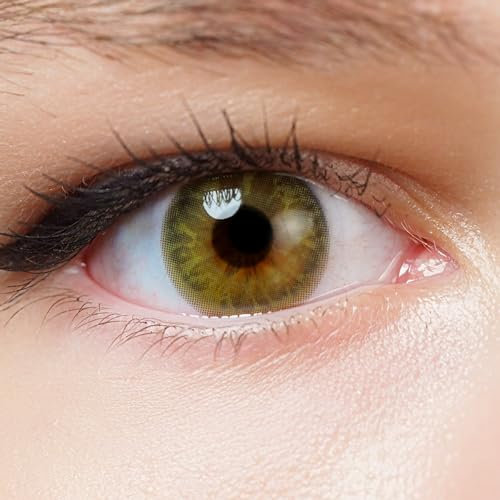 Kontaktlinsen farbig braun ohne Stärke | braune farbige Jahreslinsen | weiche Linsen soft Hydrogel | 2 Stück Farblinsen + Linsenbehälter | 0.0 Dioptrien | natürliche Farben | Serie Gem Brown