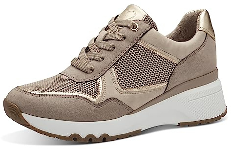 MARCO TOZZI Sneakers Alte Donna Tacco a Zeppa con Lacci e Zip, Ecru Comb., 38 EU