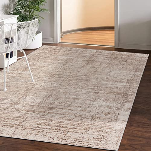 Mazovia Groß Teppich Wohnzimmer 160x230cm Creme Abstrakt Weich Pflegeleicht | Teppich für Schlafzimmer Esszimmer Büro Beige Fußbodenheizungsgeeignet Reinigungsmittelbeständig Kurzflor Leicht zu Reinigen