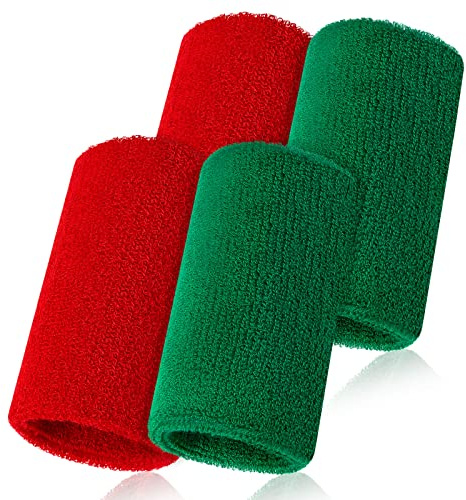 Hungdao 2 Sets Rot Grün Wrestling Arm Bands 12,7 cm Handgelenk Schweißbänder Schiedsrichter Armband für Wrestling Match Schiedsrichter Offizielles Coach Turnier Dual Meet Fußball
