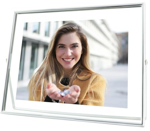 AhaGo Silver Floating Frame, 8×10, Horizontal, For Picture 7x9, 6x8, 5x7, Tabletop Metal Photo Frames, Classy For Birthday, Wedding, Anniversary, Home or Office Décor
