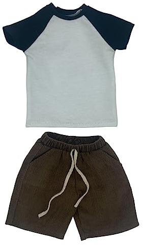 Amagogo 1:6 Kurzarm-T-Shirt-Anzug, handgefertigte Puppenkleidung, Modekostüm, Miniaturkleidung für 12-Zoll-Figuren, Anziehpuppe, Modellzubehör, Schwarz