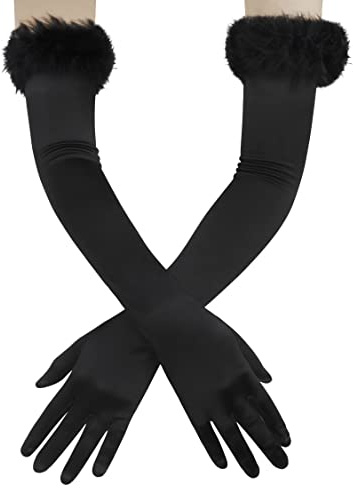 1920er Stil Retro Handschuhe Damen Lange Abendhandschuhe Elegant Classic handschuhe Satin Opernhandschuhe Elastisch Tanzhandschuhe Braut Tanz Verkleidung Sexy Handschuhe für Hochzeit Braut Oper Party