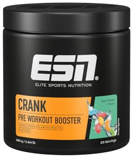 ESN Crank, Sour Power, 380 g, Pre Workout Booster, vegan - made in Germany