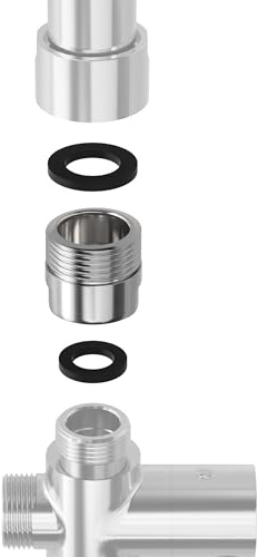 JOHO Adaptateur fileté pour barre de douche 12,7 mm F vers 19,05 mm M pour tuyau de jardin et de machine à laver, raccord de tuyau d'arrosage en laiton chromé