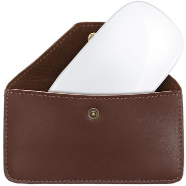 kwmobile Estuche Compatible con Apple Magic Mouse/ThinkPad Mouse/Pebble Mouse/Xiaomi Mouse Funda - Estuche para Ratón de Cuero Genuino 13,5 x 8 cm - Carcasa Mouse Antigolpes - marrón Oscuro
