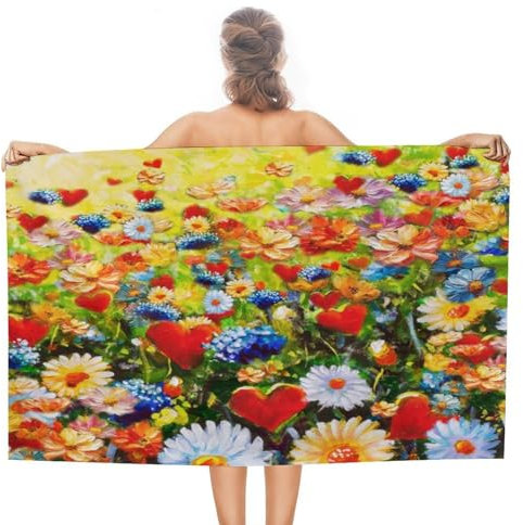 Mikrofaser Strandtuch Abstrakte Frühlingsblume Fitnesshandtuch Tragbares Duschtücher Leicht Reisehandtuch, Für Schwimmen, Schwimmbad, Reise, 80x130cm