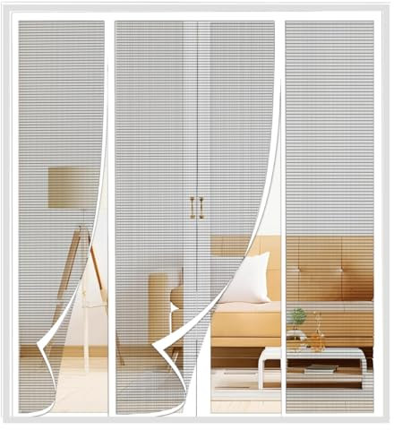 Insect Protection Fly Screen for Window, 270x215cm Curtains Against Flies Magnet Door for Balcony Door Caravan, White