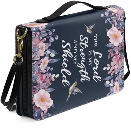 Micoklinlin Bibelhülle mit Reißverschluss Schulterriemen für Damen PU Leder Mittelgroße Bibel Schutztasche Bibel Studium Tragen Bibel Buch Tasche Kirche Fall M