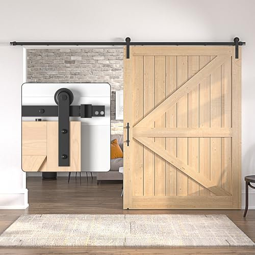 SANKEYTEW Single Wood Barn Door Kit - Heavy Duty Sliding Door Track