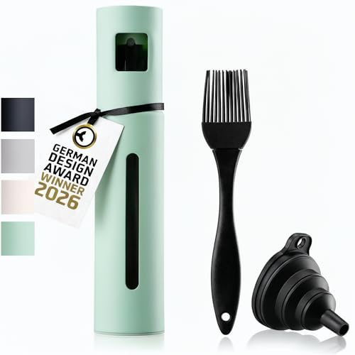 Schmidt & Kramer Ölsprüher I hochwertige Öl-Sprühflasche aus Edelstahl & Glas, für gesundes Kochen I praktischer Sprüher für präzise Dosierung I für alle Speiseöl & Essig Sorten geeignet (Mint)