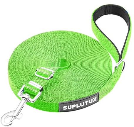 Schleppleine für Hunde, Laufleine für Hunde – Verstellbare Hundeleine mit Gepolstertem Griff inkl. Aufbewahrungstasche, Ideal für Training, Spaziergänge und Outdoor (Grün, 20m/64ft)
