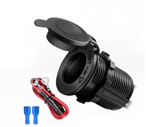 12v Steckdose,Zigarettenanzünder, Wasserdicht Marine Grade 12V Gleichstrom-Feuerzeugsteckdose Steckdose für Motorrad Boot Auto, mit 0,6m Anschlusskabe