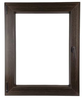 ALUCON Fenster 600x800 mm – Kunststofffenster 60x80 cm – Flügelfenster Innen Dunkle Eiche/Außen Dunkle Eiche – DIN Links