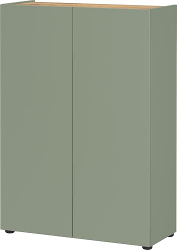 Germania Schuhschrank 1590-629 GW-Alviano, in Taupegrün/Navarra-Eiche-Nb., mit Platz für bis zu 12 Paar Schuhe, 74 x 105 x 33 cm (BxHxT)