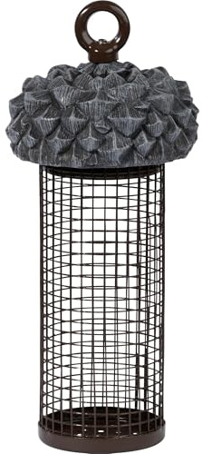 dobar® Piccola colonna di mangime per ghiande in metallo da appendere per gnocchi di cince e frutta - Base decorativa per uccelli selvatici in giardino