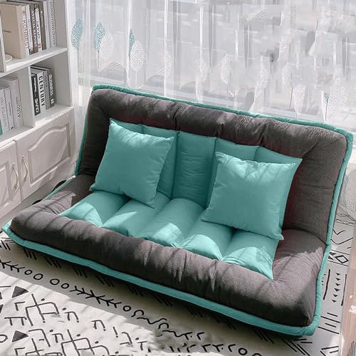 Ausziehbares Schlafsofa mit verstellbarer Gäste-Chaiselongue und 2 Kissen, Blau, 125 x 100 cm