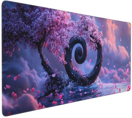 Tapis de Souris Rose Arbre Tapis de Souris XXL 1200x600x3mm, Imperméable Tapis de Souris Gamer XXL Tapis Souris Mouse Pad, Base Atidérapante, Haute Précision et Vitesse pour Gamer, Deco Bureau