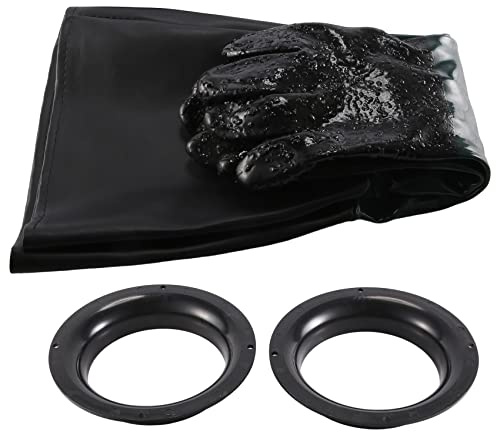 Turodeuo 1Pair Rubber Sandblasting Gloves 60cm Heavy Duty Working Protective Sandblaster Gloves for Sandblast Machine Cabinet