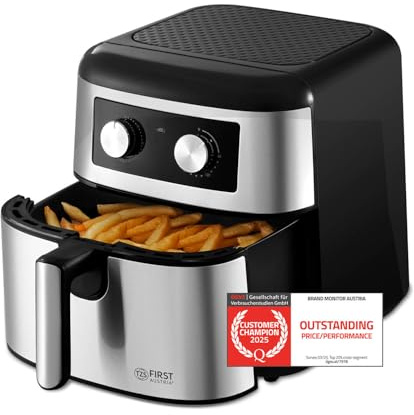 TZS First Austria Air Fryer 8 L | 80-200°C | Mechanische Steuerung | Antihaftbeschichtung | 1700 W | Timer | Edelstahl-Heizelement