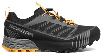 SCARPA Ribelle Run 2 GTX - Scarpe da trail running da uomo in Gore-Tex, leggere, ad alte prestazioni, Grigio scuro/Zafferano, 10-10.5