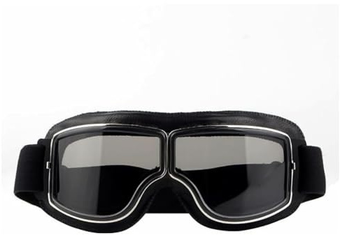 CUEMOON Motorradbrille Helmbrille Retro Fliegerbrille Motorrad Motocross Goggle Winddicht Motorradbrille PU Leder Sonnenbrillen Vintage Motorräder Brille