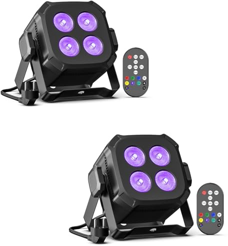 Oloaxolx 4 x 8W RGBW 4 en 1 LED Par Mini luces de escenario con DMX512, control por sonido, foco Par de 4/8 canales para hogar, fiestas, espectáculos y eventos (2 piezas)