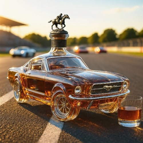 300ML Weindekanter Dekanter Whiskey Karaffe Statue - 300 Ml Auto-Whiskyflaschen-Statuen, Neuartige Glas-Dekanter-Skulpturen, Kreative Auslaufsichere Leere Weinkaraffe-Schnapsspender-Ornamente(A)
