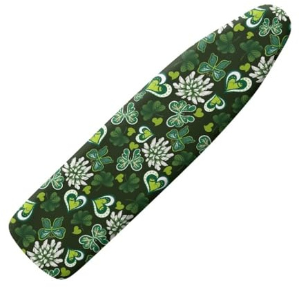 Housse Table à Repasser 120x40 Feuilles Vertes Taille Universelle, avec Rembourrage, Cordon de Serrage, résistant aux brûlures et à la saleté, Durable et Facile à Installer