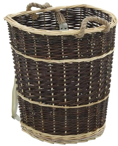 Cesto in legno con tracolla, zaino per legna da ardere con manici e cinghie 44,5 x 37 x 50 cm, ideale per conservare e trasportare legna da ardere