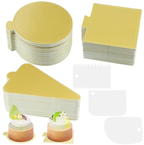 150 stycken kakbräda, rund, 8 cm kakbräda, mousse, tårtunderlägg, guldkakplattor, engångs tårttallrik, kartong, dessertdisplay, tårtbräda för bröllop, födelsedag, bakverk, dekoration