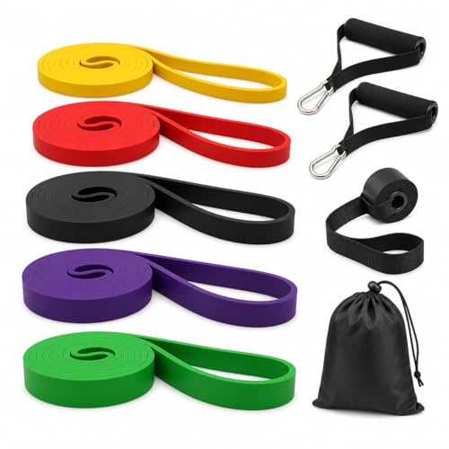 Pull Up Resistance Bands – 5 Levels Heavy-Duty Exercise Bands for Muscle Training, Yoga, Calisthenics & Fitness Workouts – Latex/TPE
