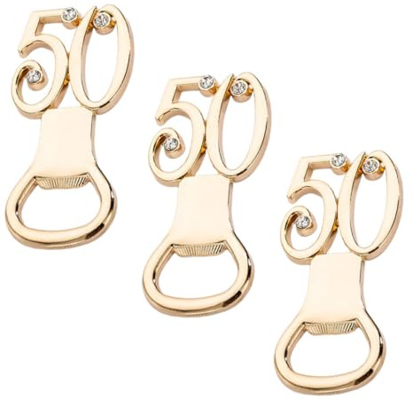 LALADEFIEE Apribottiglie Oro in Lega 3 Pezzi Regalo Matrimonio Souvenir Multifunzione per Casa Design Creativo e Delicato