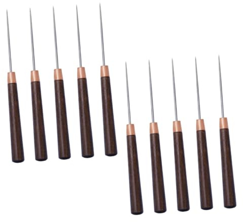 Gatuida 10 Pezzi Punteruoli Manico in Legno Set per Cucito Perforatori di Posizionamento per Pelle Scarpe Strumenti da Cucito Portatili Durevoli per Riparazioni Artigianali