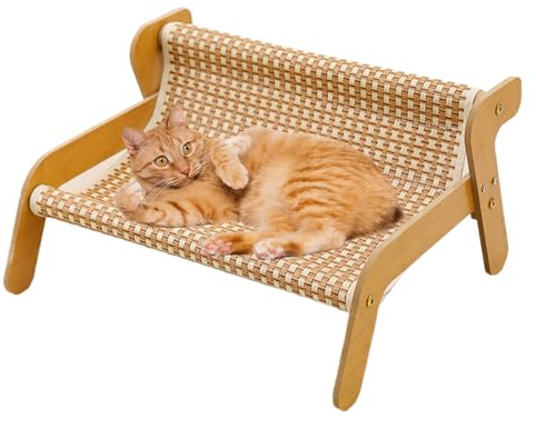 Kratzbett für Katzen - Sisalliege für Katzen, Kratzmöbel aus Holz, vielseitige und warme Krallenschleifstation, Übungs- und Spielzubehör für Katzen im Innenbereich, aktiv