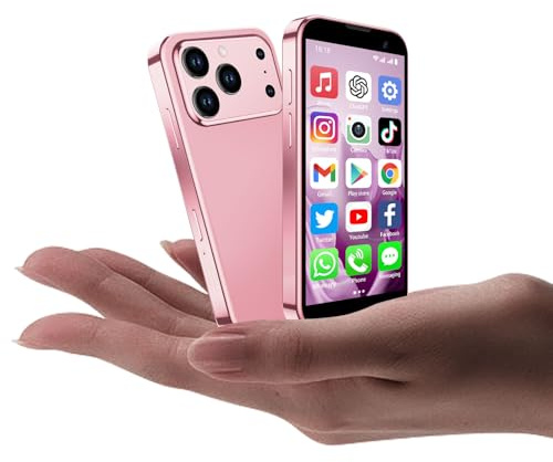 CoolBuBu Mini teléfono, mini smartphone para niños, cámara dual, identificación facial, GPS (rosa-1)