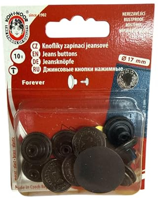 Jeansknöpfe Patentknöpfe Ersatz Knöpfe Jeans Hosen Druckknöpfe Nieten 17mm (Schwarz, 10 Stück)