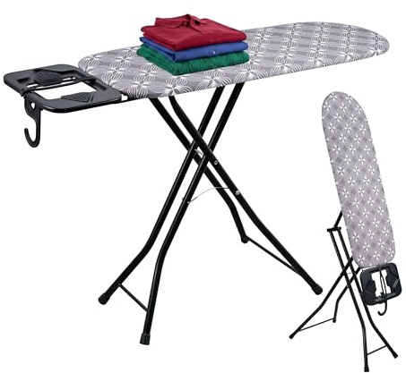 Relaxdays Asse da stiro 2in1 per ferro da stiro e vaporizzatore, grigio | 109,5x35 cm, stazione pieghevole