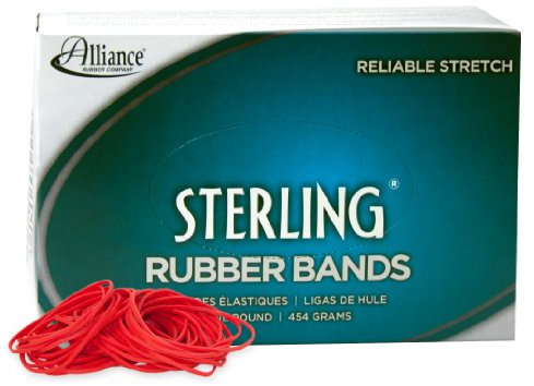 Alliance Rubber 94195 Sterling Rubber Bands Size #19, 1 lb Box Contains Approx. 1700 Bands (3 1/2 x 1/16, Red)
