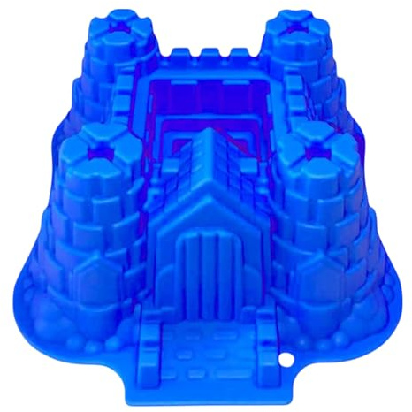 GMMH Silikonbackform XXL Burg Schloss Form (Dunkelblau), Antihaft Kuchenform Kuchen Backform Brotbackform Obstbodenform