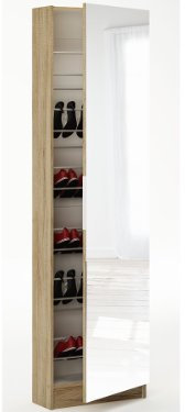 möbelando Schuhschrank Spiegeltür Schuhregal Schuhkommode Spiegelschuhschrank Goswin (Sonoma/Eiche)