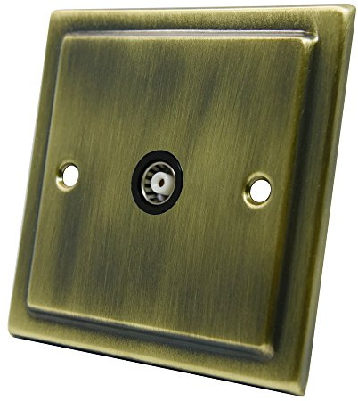 AET VAB1GTVBL 1 Gang Victorian Antique Brass Aerial Coaxial Female TV Socket