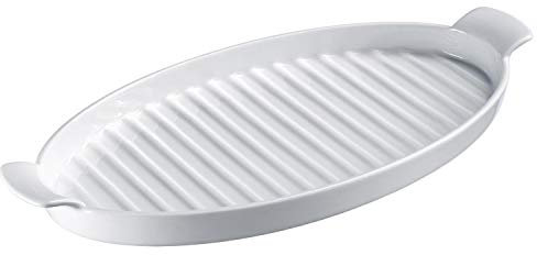 Westmark Fuente para servir Espárragos con 2 asas, Ovalada, Longitud: 39,5 cm, Porcelana, Color: blanco, 62222260
