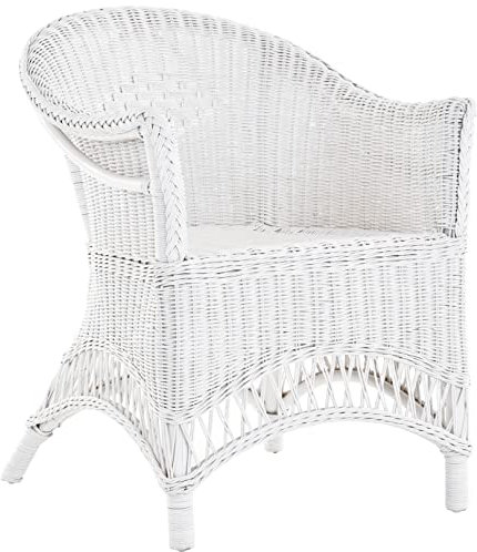 korb.outlet Rattansessel Landhaus Flechtsessel aus Natur-Rattan Rattan Sessel Korbsessel Wintergarten (Weiß)
