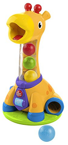 Bright Starts - Spin & Giggle Giraffe Ball Popper, Juguete musical para bebés y niños pequeños, jirafa con pelotas, edad 12 meses o más