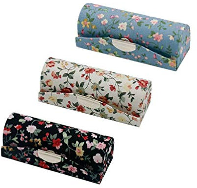 Hanyi Retro Druck Leder Lippenstift Box mit Spiegel/Lippenstift Etui Geschenk, 3 Pcs