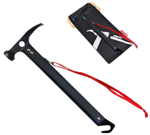 TRIWONDER Campinghammer aus Aluminium, Leicht und Multifunktional mit Haken, Zelthammer für Zelt Heringe Plane (Schwarz)