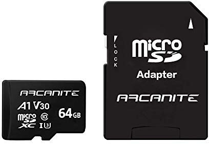ARCANITE 64GB microSDXC Memory Card with Adapter - A1, UHS-I U3, V30, 4K, C10, Micro SD, Optimal read speeds up to 90 MB/s